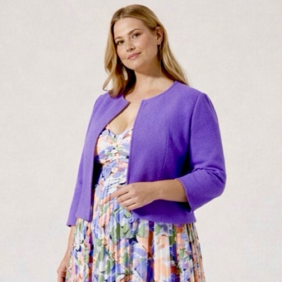 Victor Alfaro Jackets & Blazers - Victor Alfaro Designer Purple Wool Sweater Cardigan Drape Coat Jacket Shaw 18W